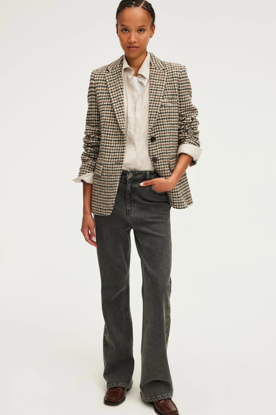 Pablo Blazer Pied de Poule - MARLOW Sable Fashion
