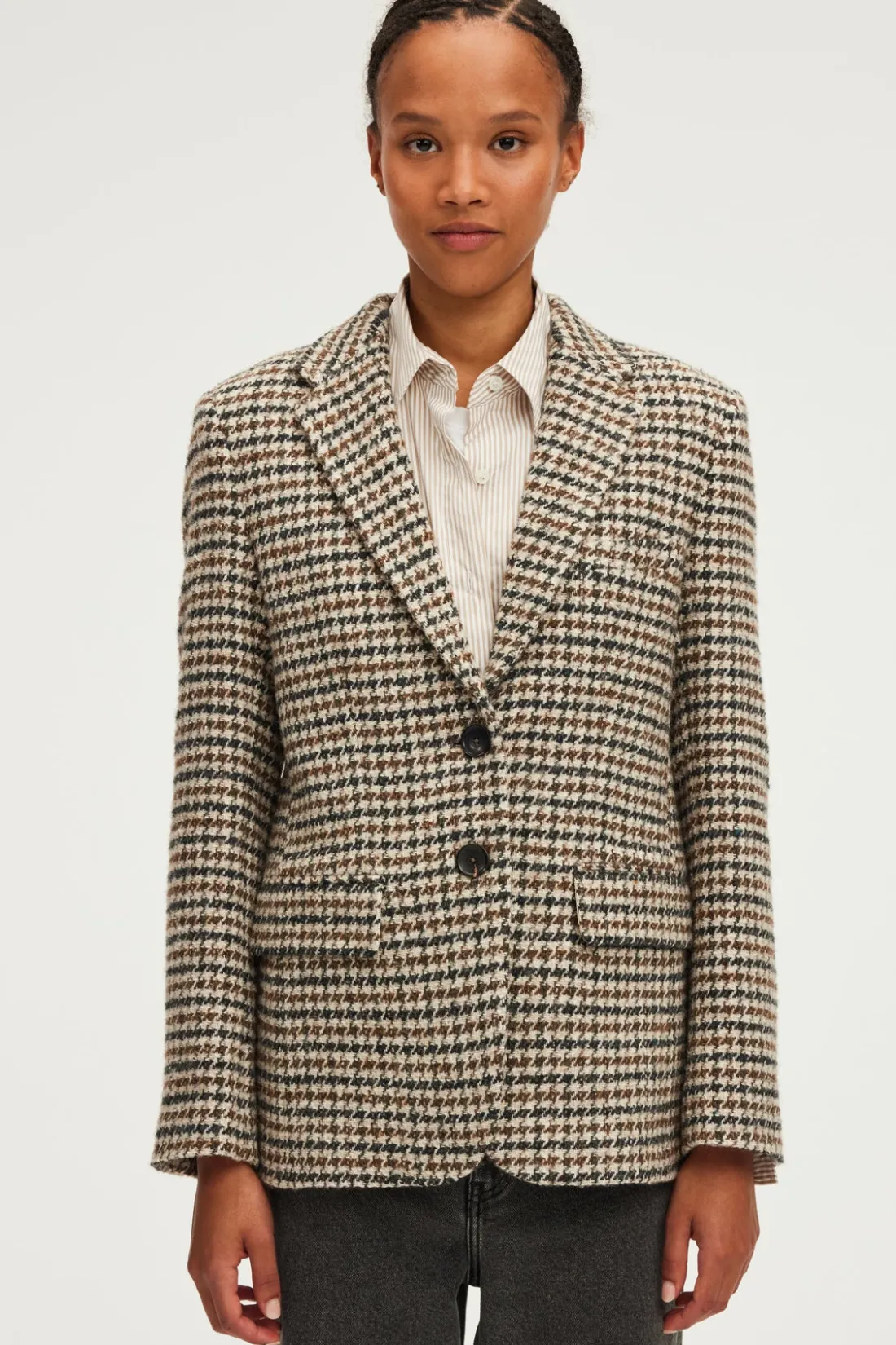 Pablo Blazer Pied de Poule - MARLOW Sable Fashion