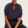 Pablo Blouse en coton à col montant BleuNuit Cheap