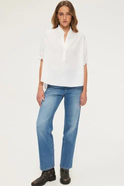 Pablo Blouse en coton à col montant OpticWhite Hot