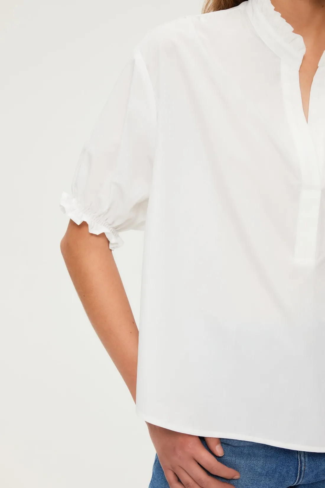 Pablo Blouse en coton à col montant OpticWhite Hot