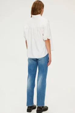 Pablo Blouse en coton à col montant OpticWhite Hot