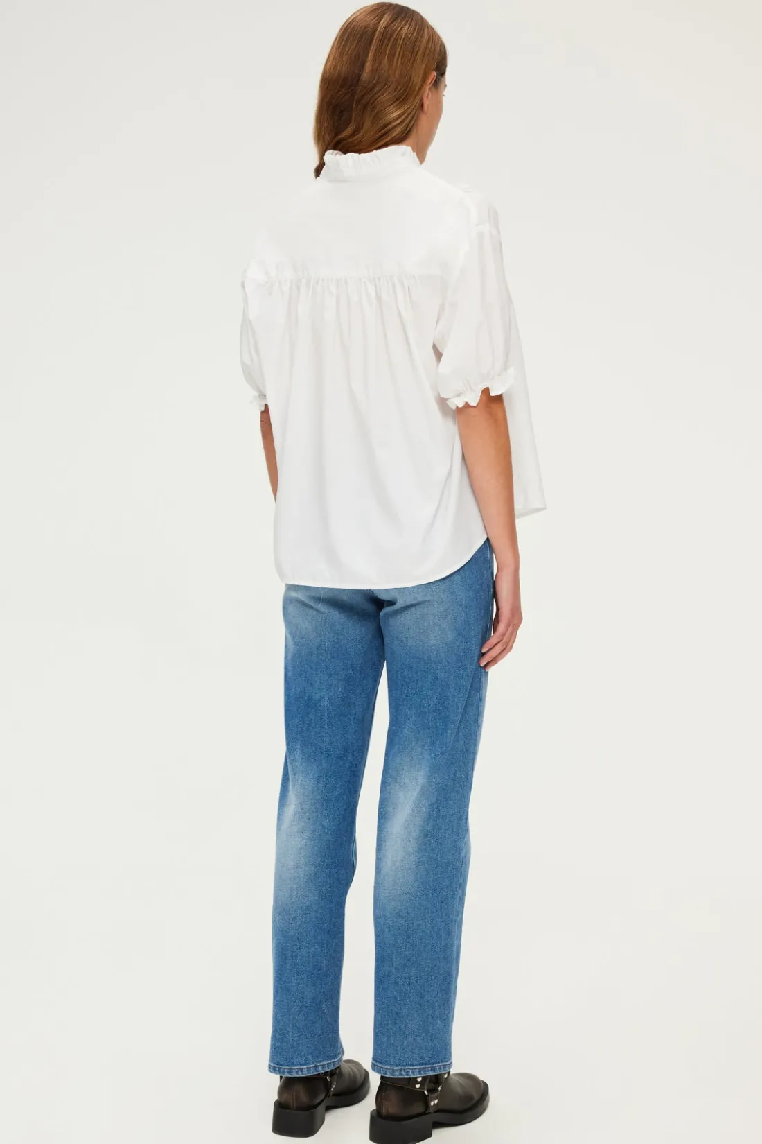 Pablo Blouse en coton à col montant OpticWhite Hot