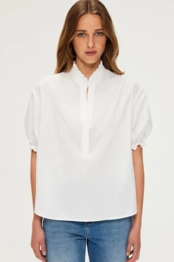 Pablo Blouse en coton à col montant OpticWhite Hot