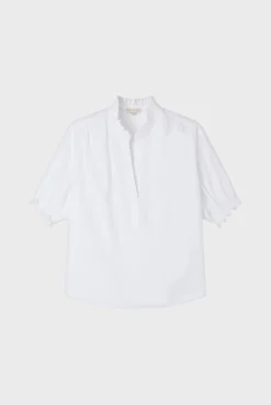Pablo Blouse en coton à col montant OpticWhite Hot