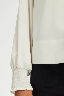 Pablo Blouse en satin écru à col montant - BERYLL Ecru Cheap