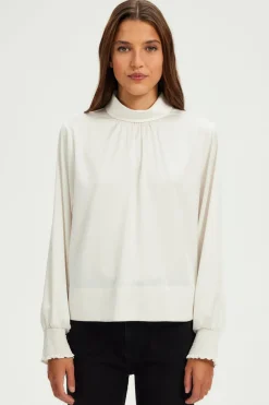 Pablo Blouse en satin écru à col montant - BERYLL Ecru Cheap