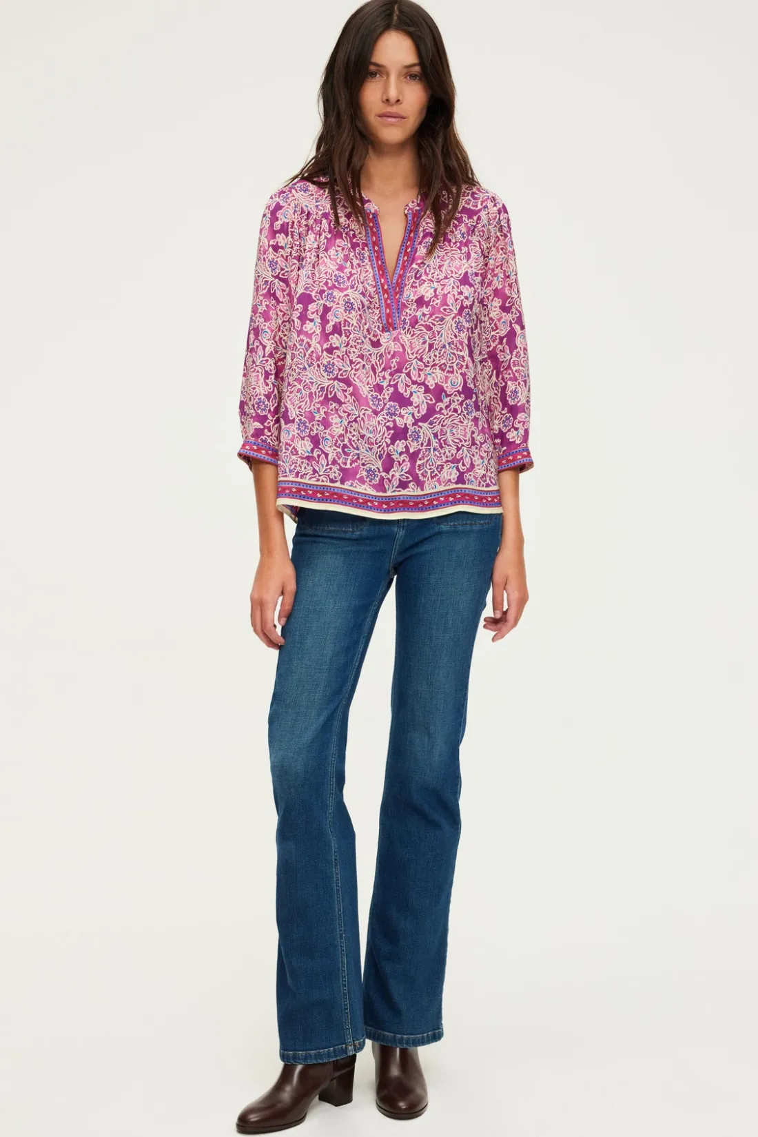 Pablo Blouse fluide imprimée – BERNADINE Fuchsia Discount