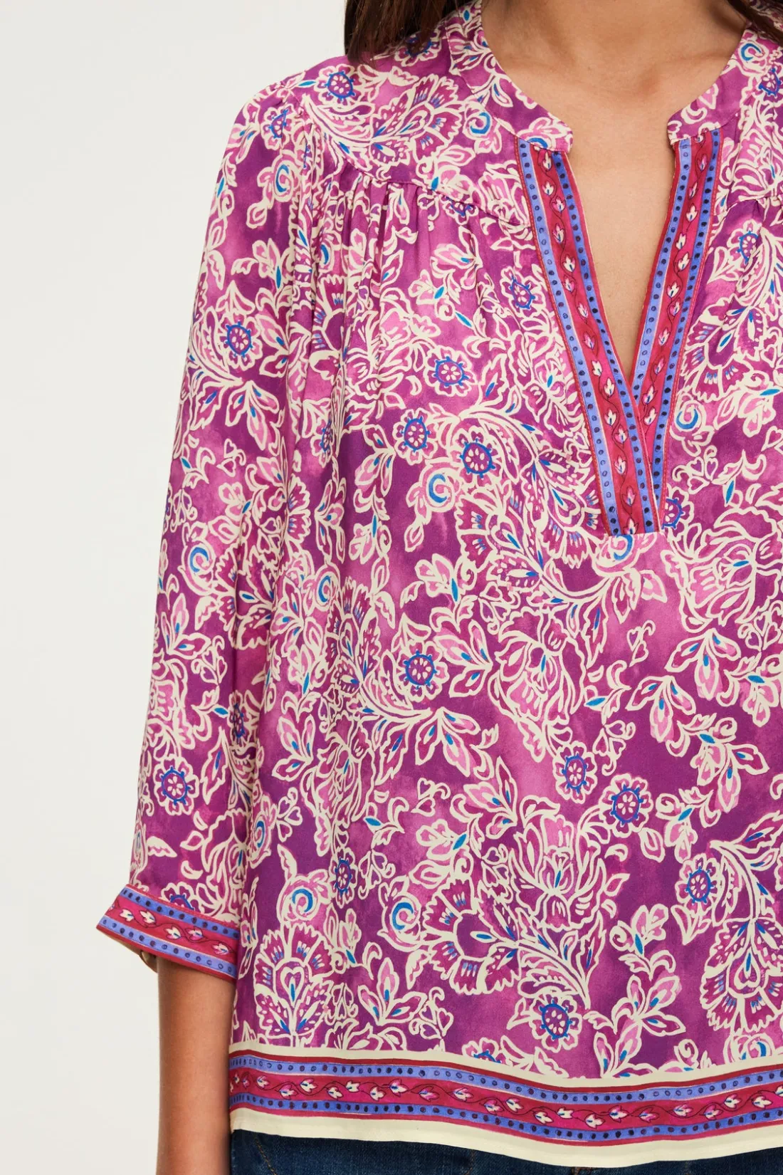 Pablo Blouse fluide imprimée – BERNADINE Fuchsia Discount