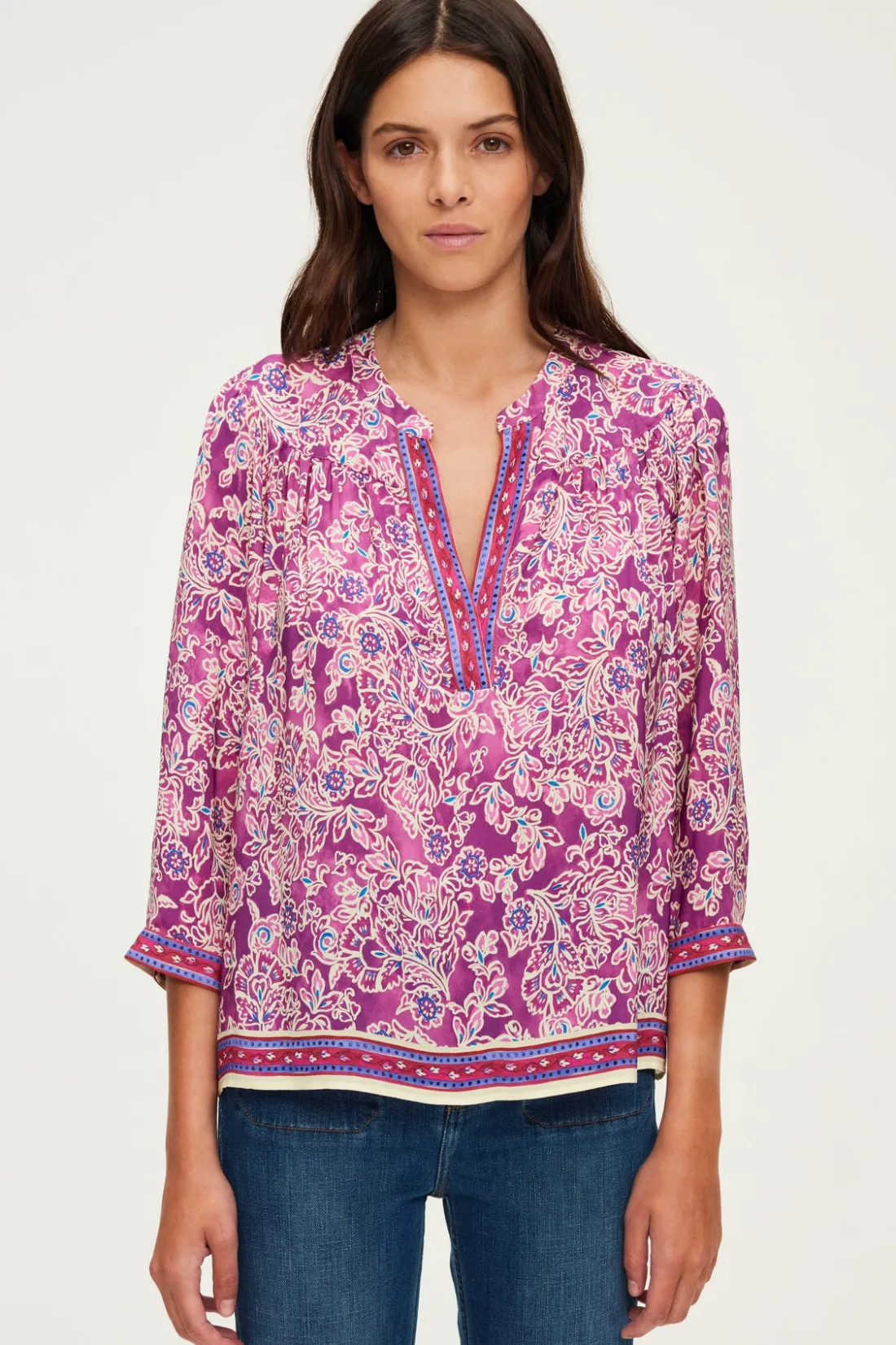Pablo Blouse fluide imprimée – BERNADINE Fuchsia Discount