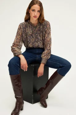 Pablo Blouse imprimé cachemire et lurex - BALBINE Marine Cheap