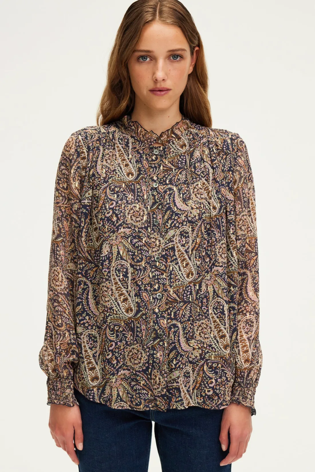 Pablo Blouse imprimé cachemire et lurex - BALBINE Marine Cheap