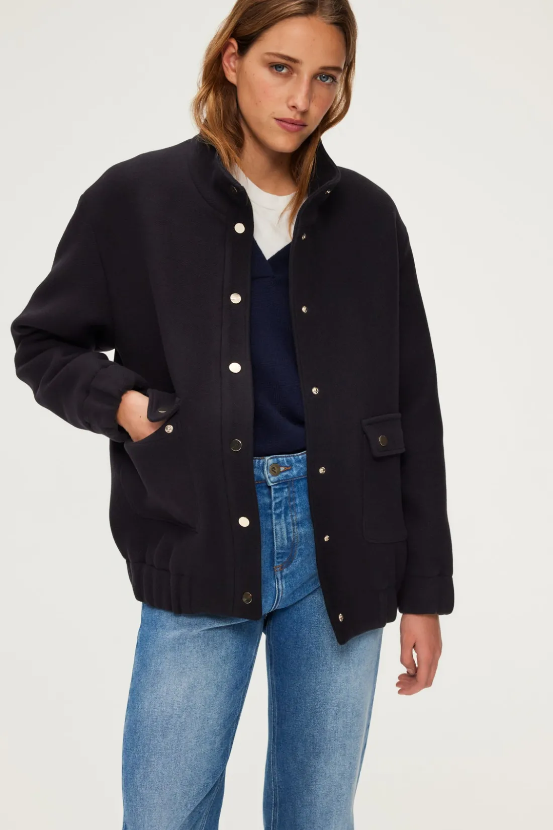 Pablo Blouson à col montant en laine - MATTEA Marine Clearance