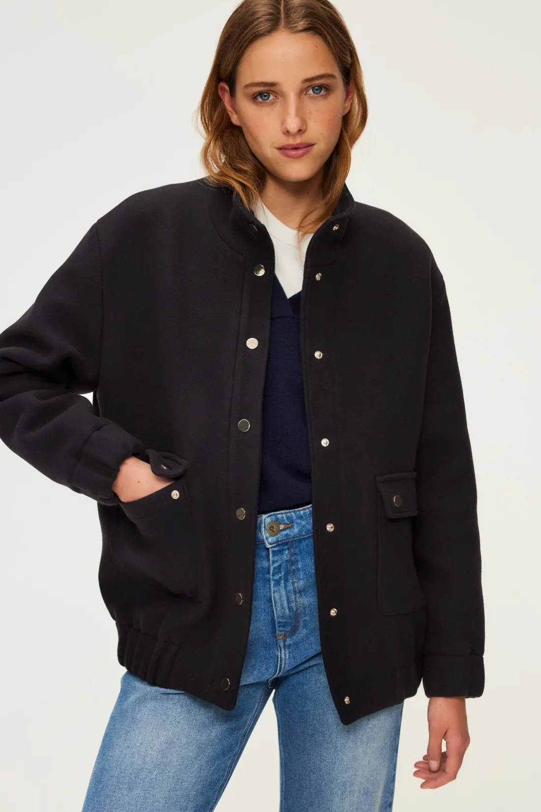Pablo Blouson à col montant en laine - MATTEA Marine Clearance
