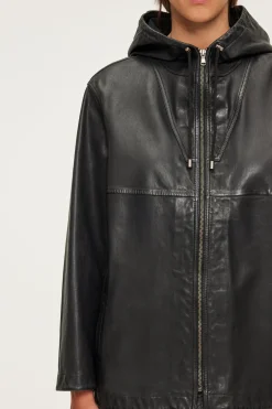 Pablo Blouson en cuir à capuche - JANICE Noir Cheap