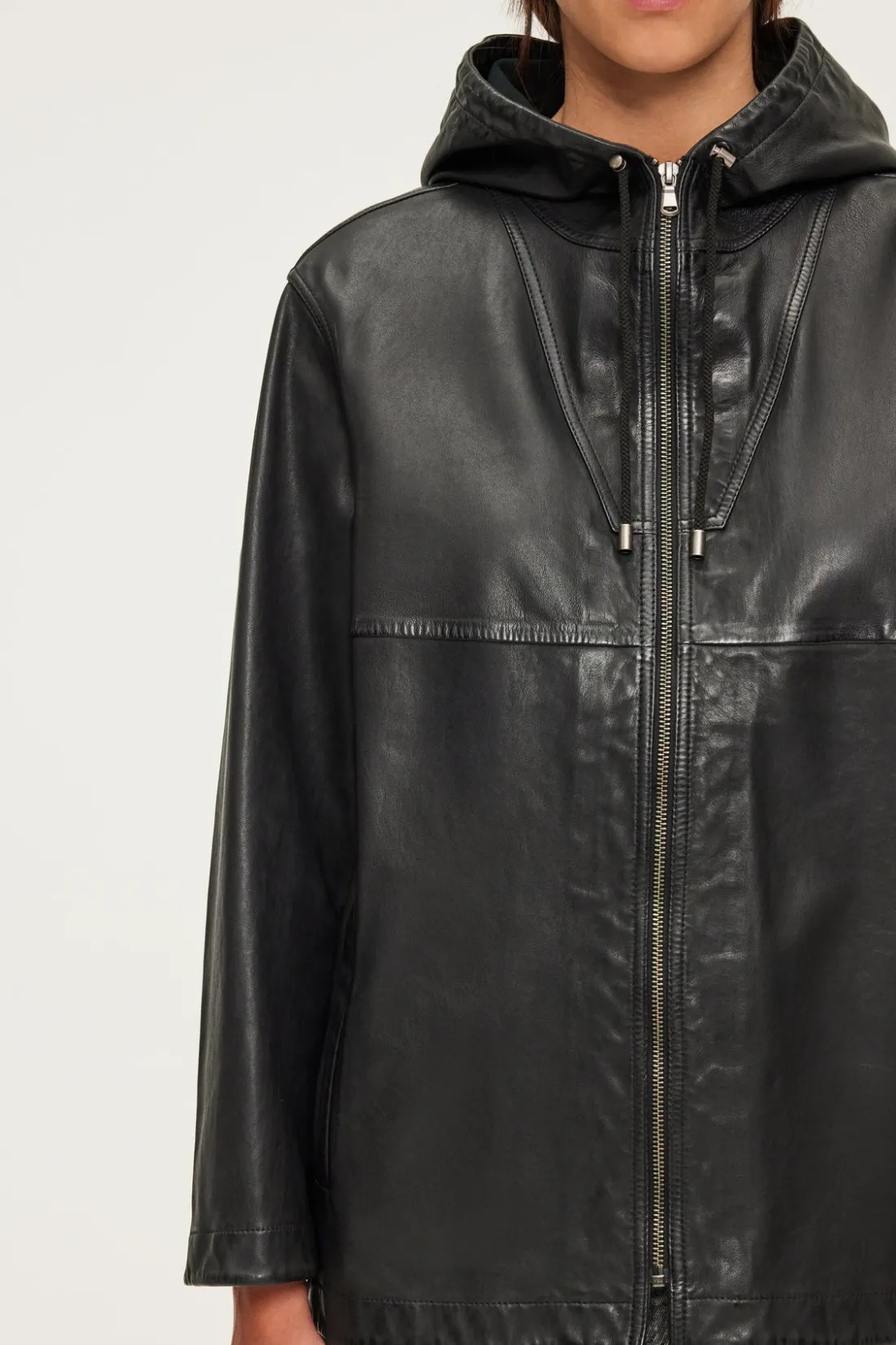 Pablo Blouson en cuir à capuche - JANICE Noir Cheap