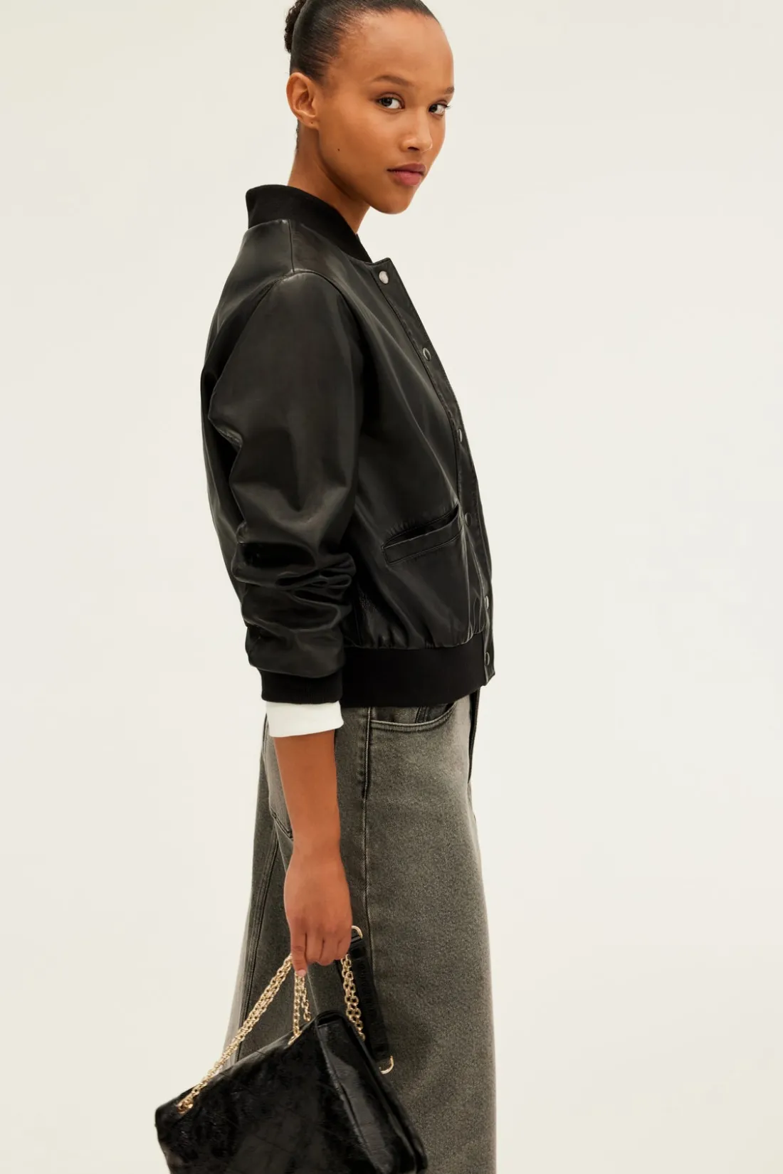 Pablo Blouson en cuir d'agneau - BESS Noir Shop