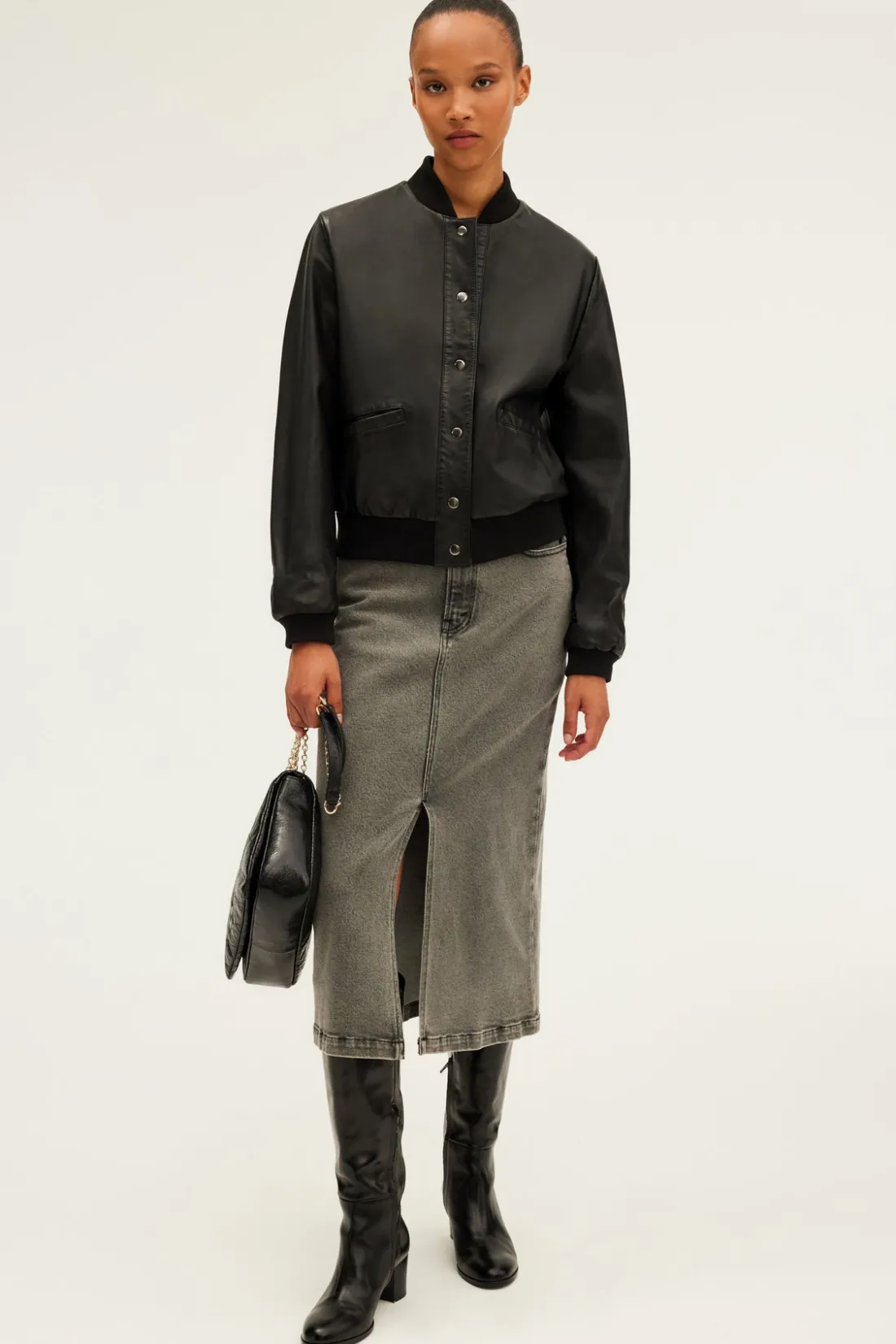 Pablo Blouson en cuir d'agneau - BESS Noir Shop
