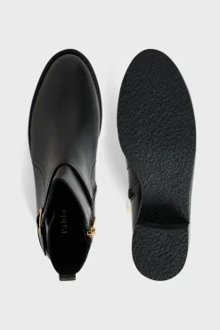 Pablo Boots en cuir à sangle - PAUL Noir Outlet