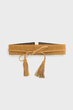 Pablo Ceinture corset en velours à nouer avec tressage décoratif - IRINA Camel Best