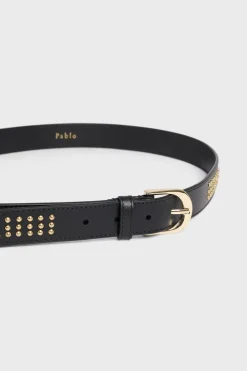 Pablo Ceinture en cuir avec studs - MIA Noir Clearance