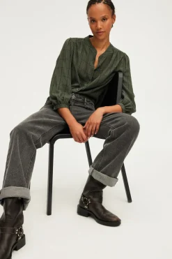 Pablo Chemise col rond à carreaux et lurex - BAHIR VertKaki Sale