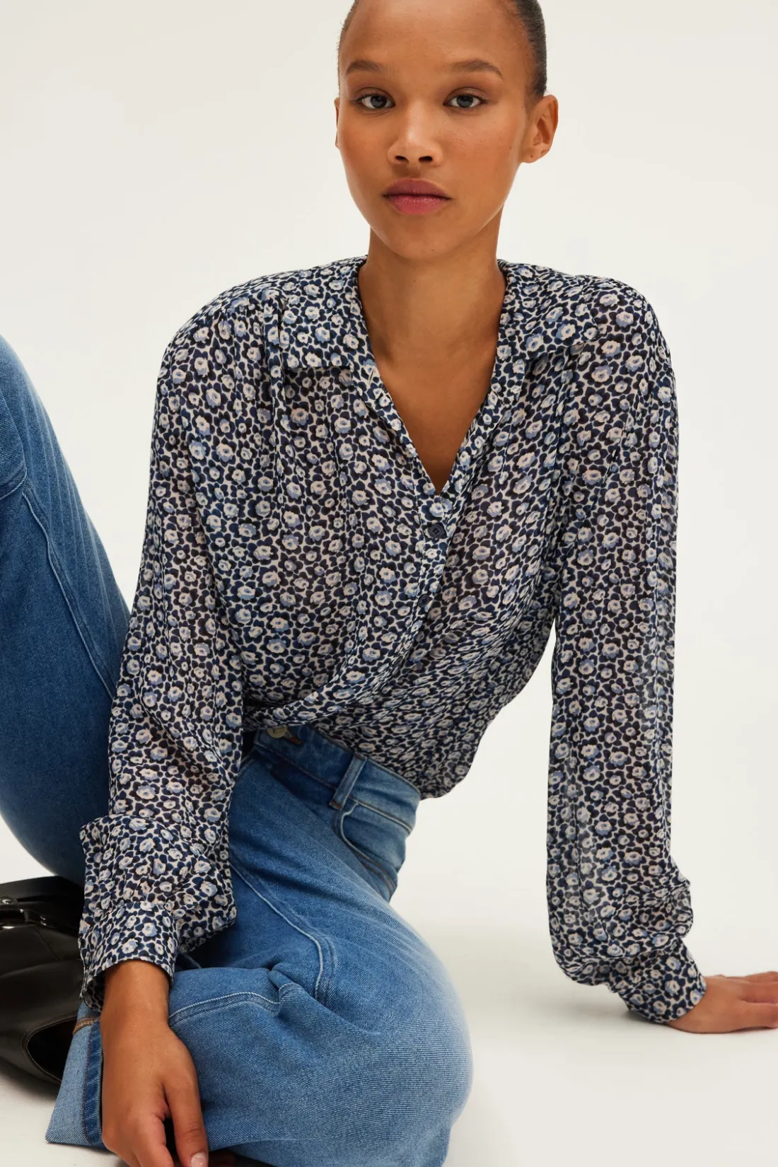 Pablo Chemise en mousseline fleurie - BRAILLE Indigo Discount