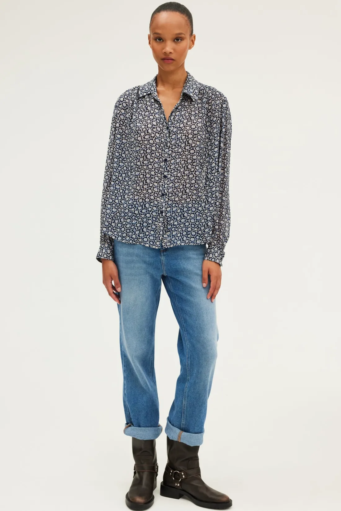 Pablo Chemise en mousseline fleurie - BRAILLE Indigo Discount