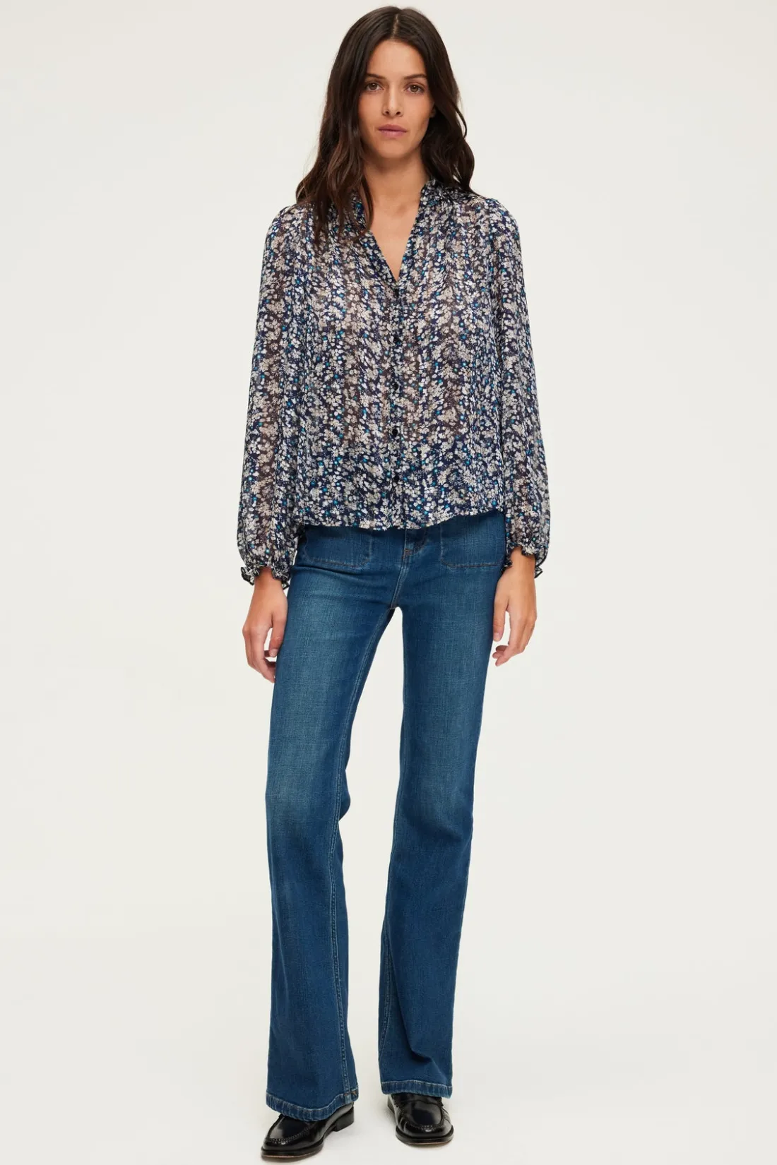 Pablo Chemise en mousseline fleurie - BELODIE Encre Sale