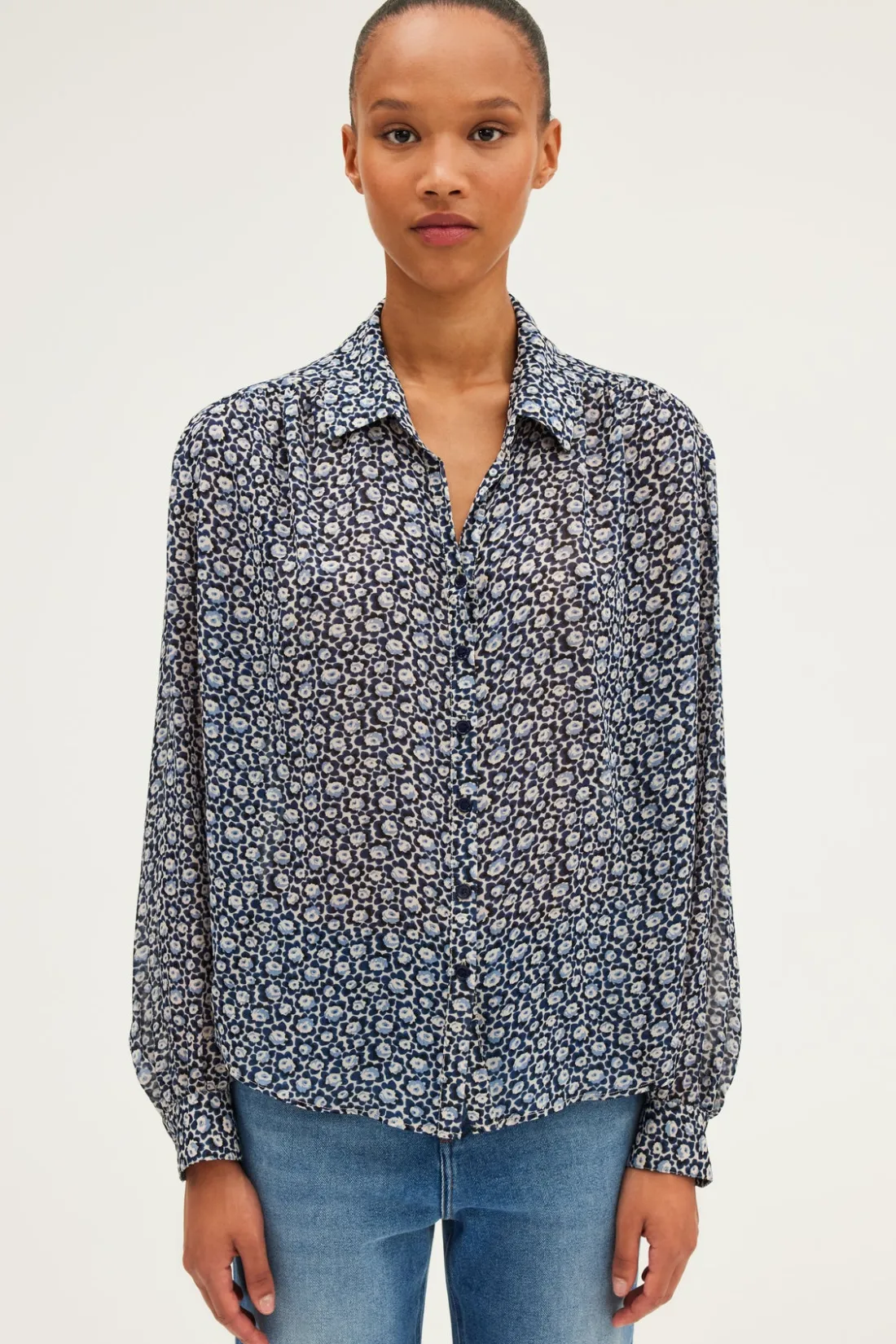 Pablo Chemise en mousseline fleurie - BRAILLE Indigo Discount