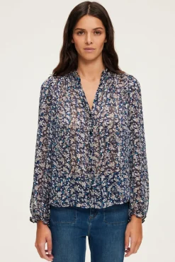 Pablo Chemise en mousseline fleurie - BELODIE Encre Sale