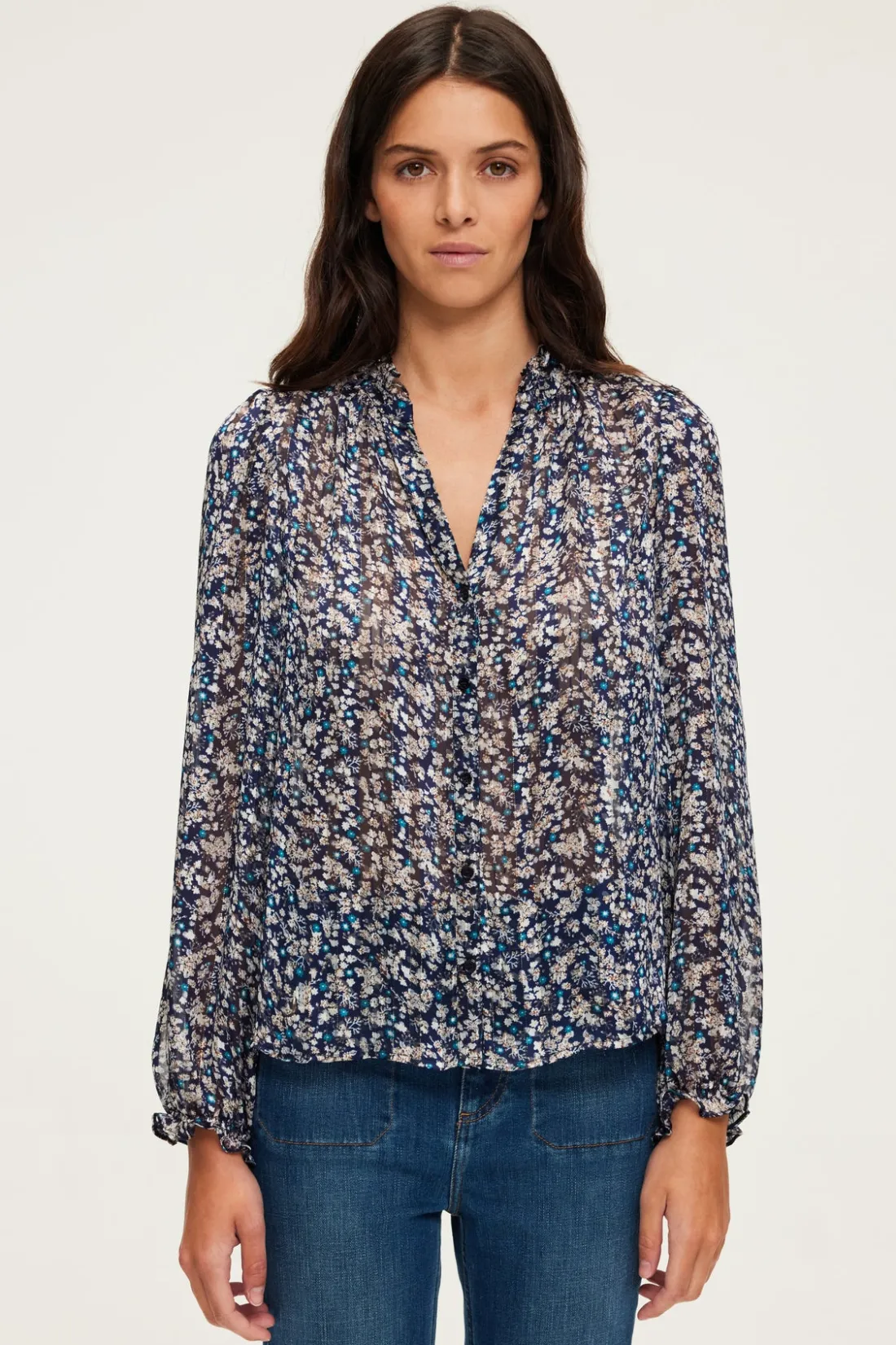 Pablo Chemise en mousseline fleurie - BELODIE Encre Sale