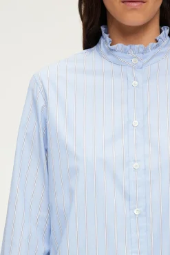 Pablo Chemise rayée à col montant - BAIDY Nuage Flash Sale