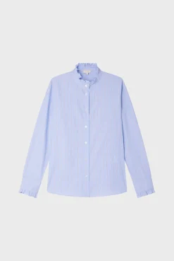 Pablo Chemise rayée à col montant - BAIDY Nuage Flash Sale