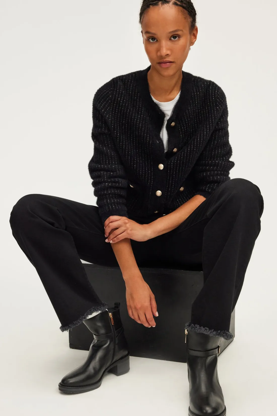 Pablo Gilet chenille et lurex - JACINTHA Noir Sale