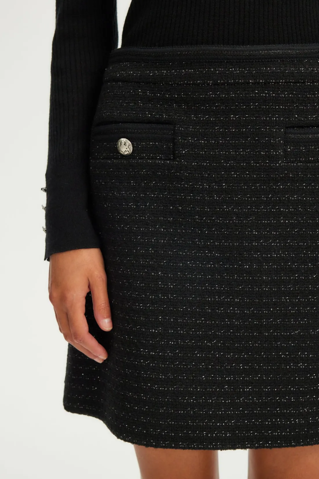 Pablo Jupe courte en tweed et lurex - CAMILLETTE Noir Outlet