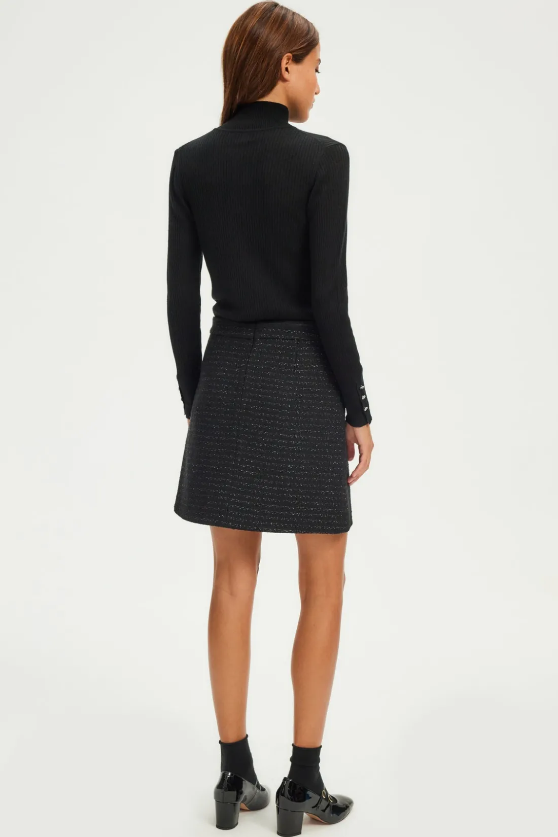 Pablo Jupe courte en tweed et lurex - CAMILLETTE Noir Outlet