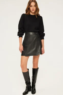 Pablo Jupe courte portefeuille en cuir - CARMINE Noir Outlet