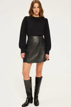 Pablo Jupe courte portefeuille en cuir - CARMINE Noir Outlet