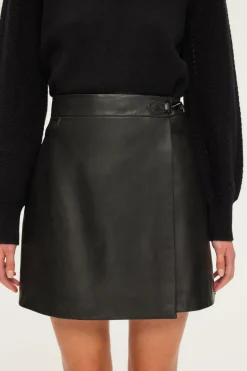 Pablo Jupe courte portefeuille en cuir - CARMINE Noir Outlet