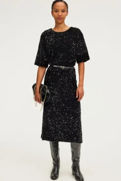 Pablo Jupe mi-longue à sequins s - CLELIE Noir Cheap