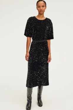 Pablo Jupe mi-longue à sequins s - CLELIE Noir Cheap