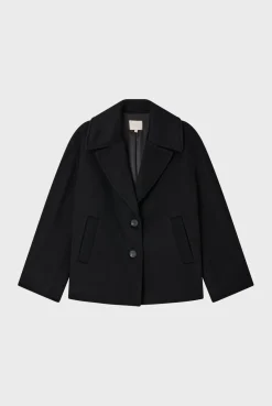Pablo Manteau court en laine double face - LORLINE Noir Outlet