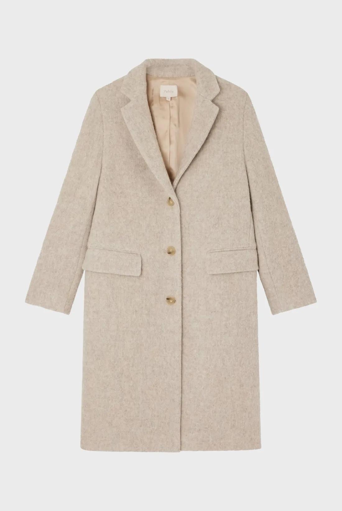 Pablo Manteau droit en laine - LORELIA Ficelle Best Sale