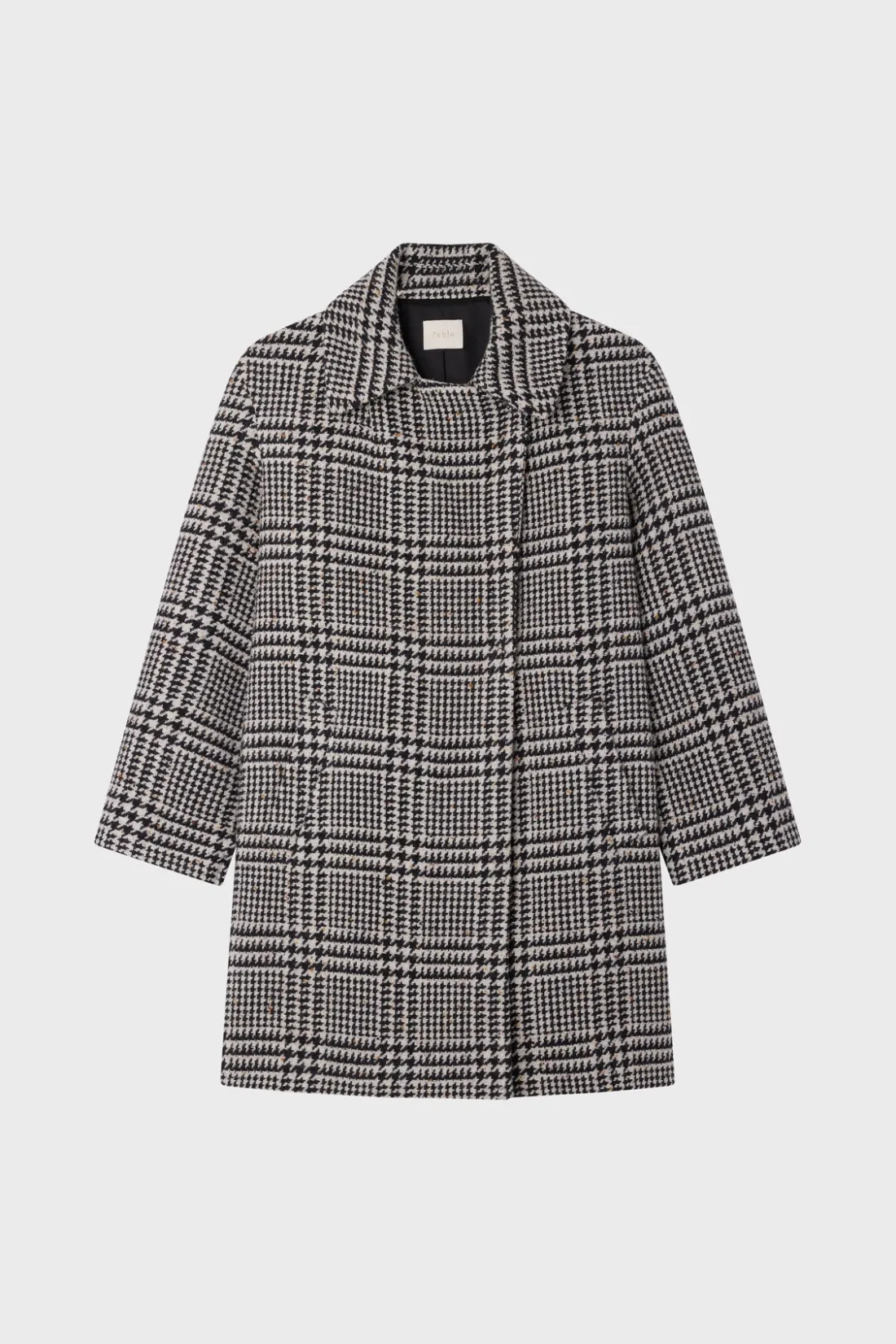 Pablo Manteau mi-long à carreaux - LILOU Noir Clearance