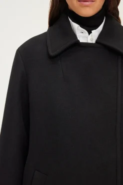 Pablo Manteau mi-long en laine - LYNDSAY Noir Clearance