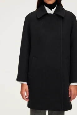 Pablo Manteau mi-long en laine - LYNDSAY Noir Clearance