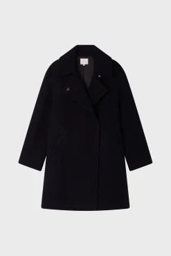 Pablo Manteau mi-long en laine - LYNDSAY Noir Clearance