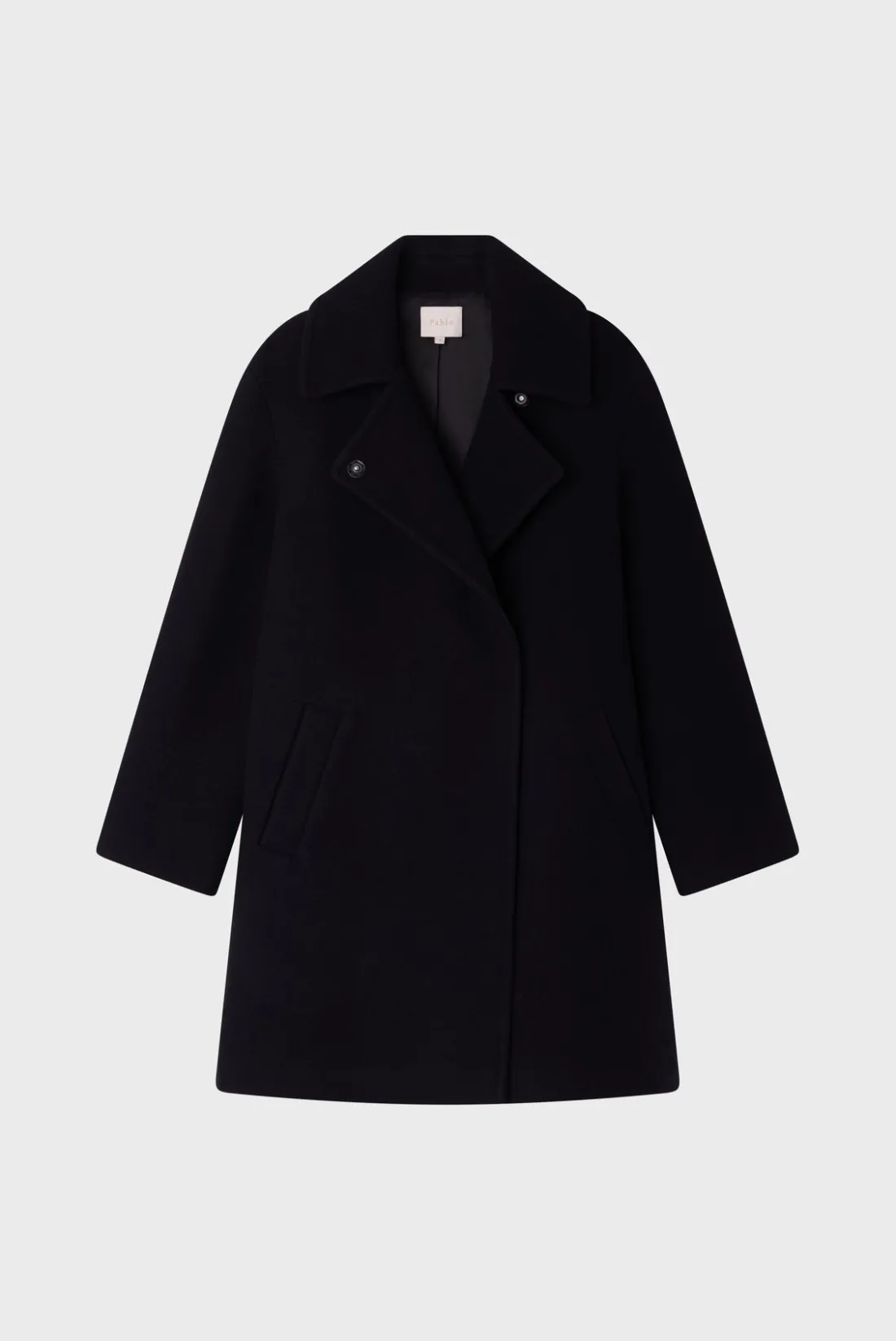 Pablo Manteau mi-long en laine - LYNDSAY Noir Clearance