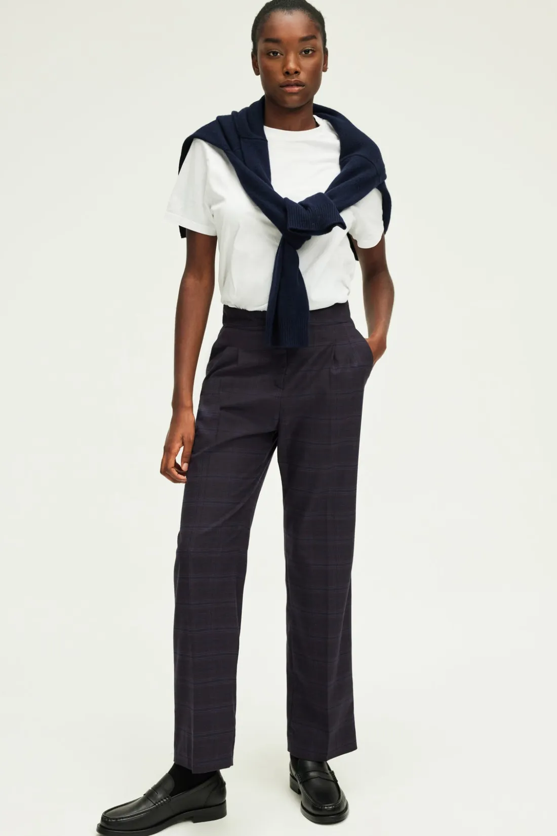 Pablo Pantalon carotte à carreaux - NOUHA Marron Store